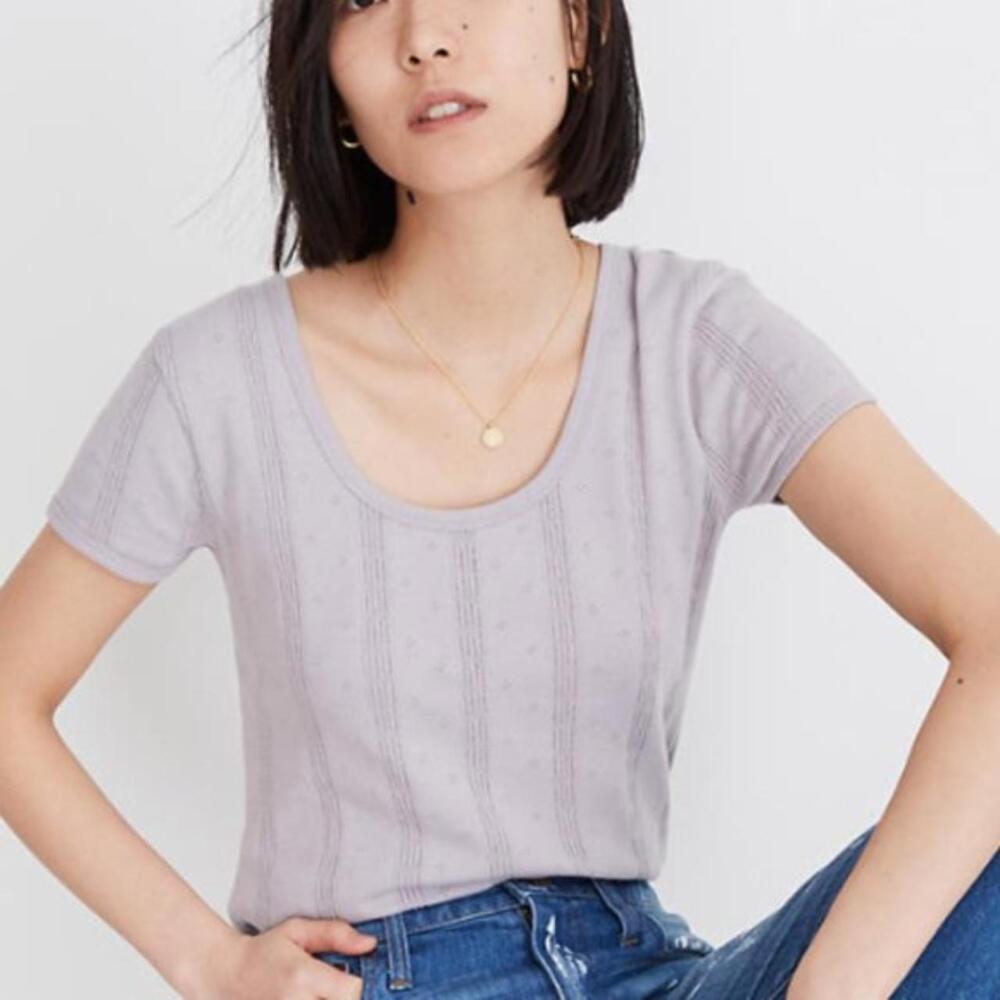 Madewell Light Gray Scoop Neck Blouse